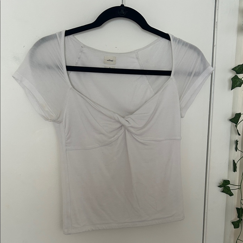 Wilfred White Short Sleeve Knot-Front Tee